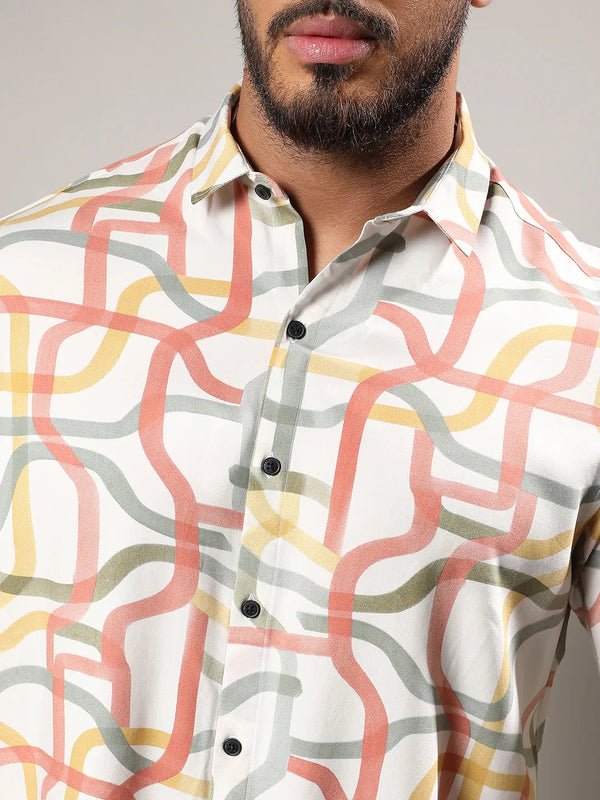 Multicolour Flowing Vines Shirt - Shop authentic Indian Men's Fashion by Instafab Plus