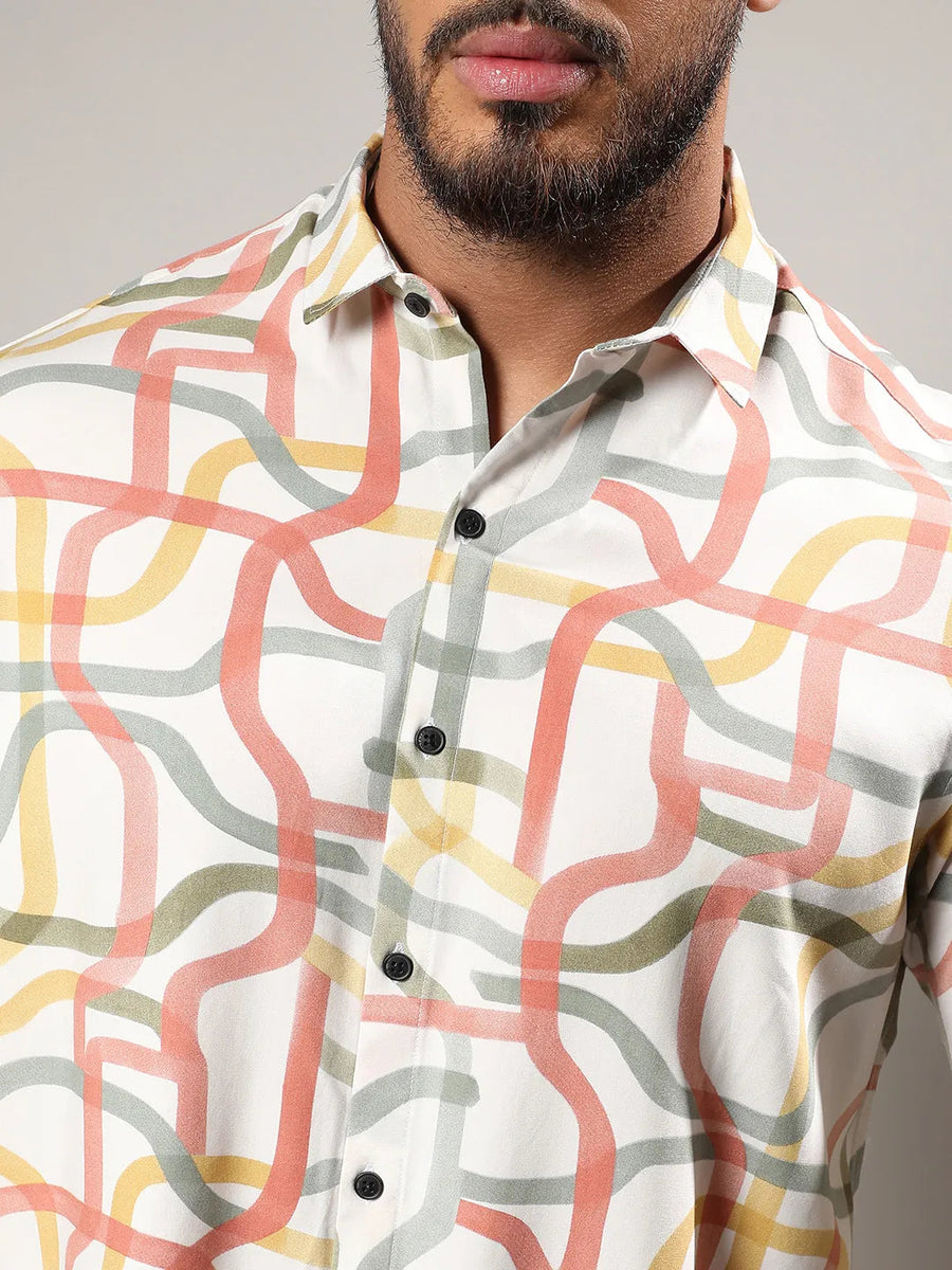 Multicolour Flowing Vines Shirt - Shop authentic Indian Men's Fashion by Instafab Plus