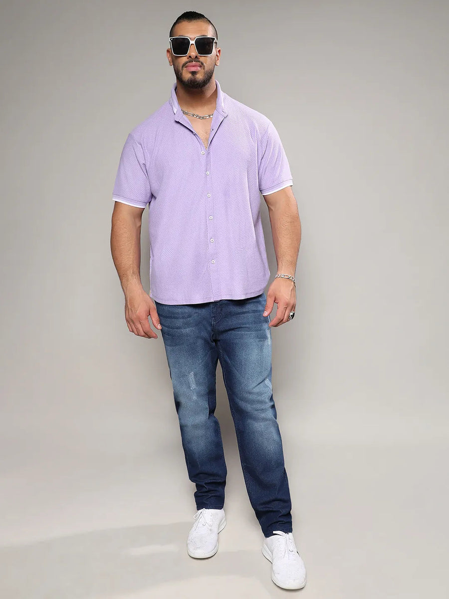 Lavender Contrast Hem Shirt - Shop authentic Indian Men's Fashion by Instafab Plus