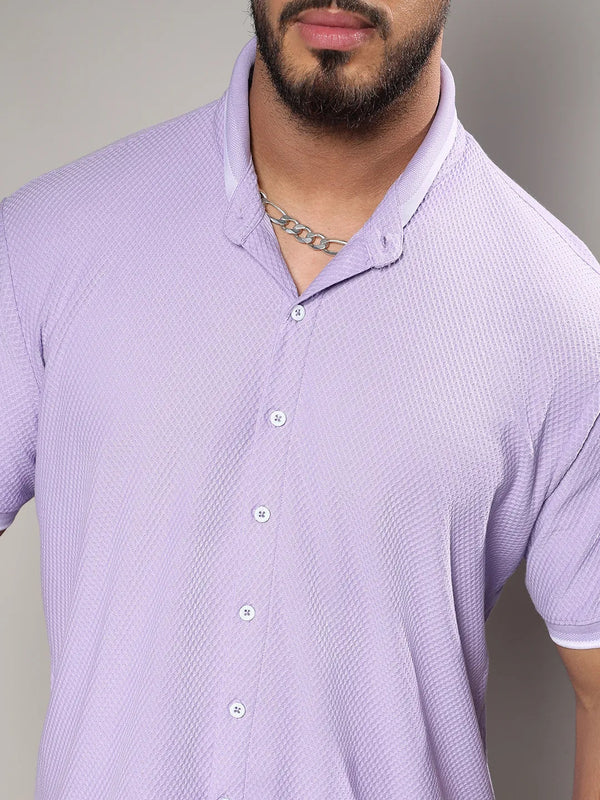 Lavender Contrast Hem Shirt - Shop authentic Indian Men's Fashion by Instafab Plus
