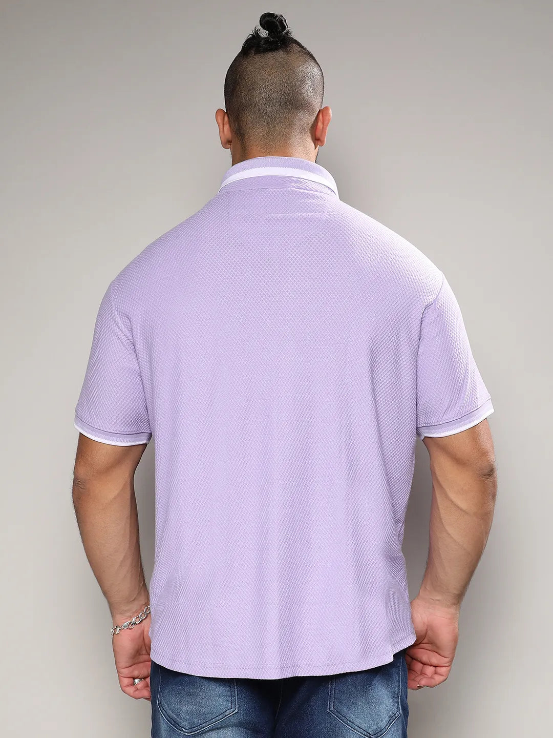 Lavender Contrast Hem Shirt - Shop authentic Indian Men's Fashion by Instafab Plus