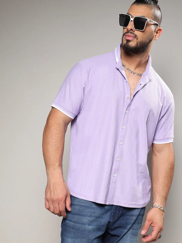Lavender Contrast Hem Shirt - Shop authentic Indian Men's Fashion by Instafab Plus