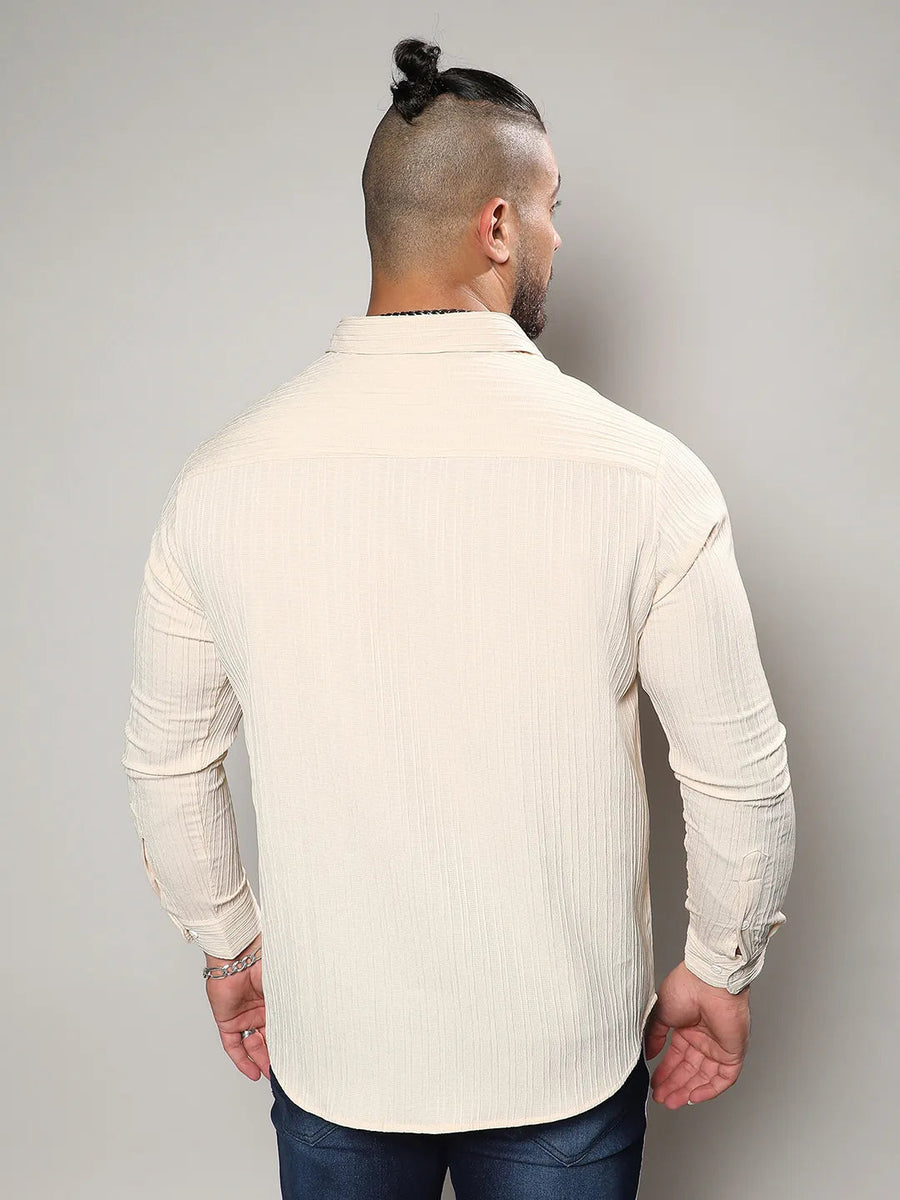 Light Yellow Textured Casual Shirt - Shop authentic Indian Men's Fashion by Instafab Plus