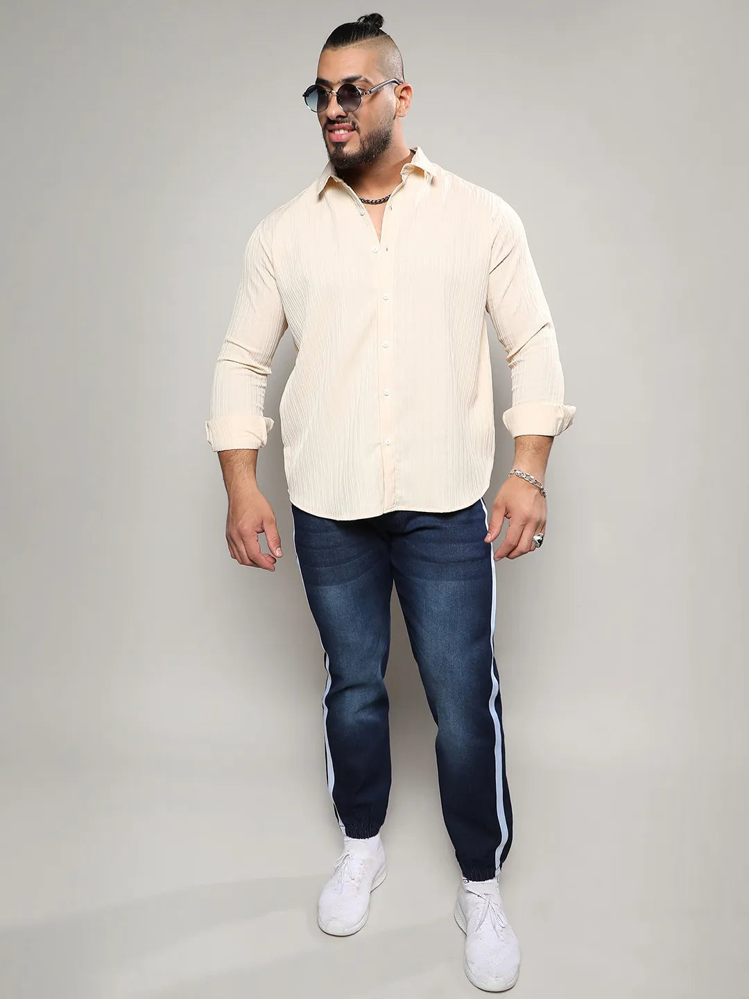 Light Yellow Textured Casual Shirt - Shop authentic Indian Men's Fashion by Instafab Plus