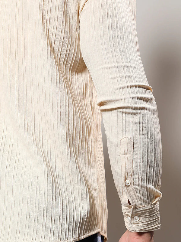 Light Yellow Textured Casual Shirt - Shop authentic Indian Men's Fashion by Instafab Plus