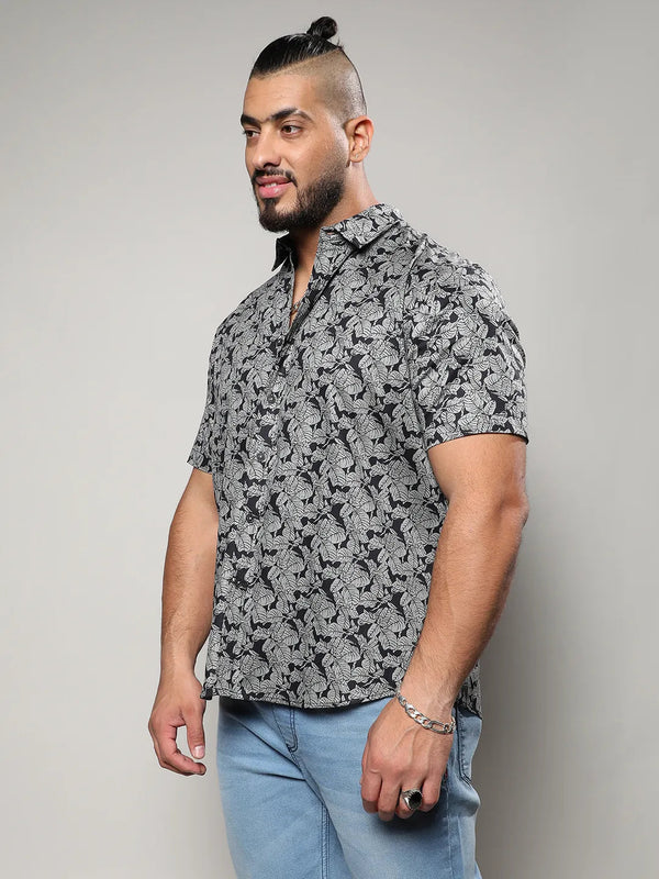 Grey Printed Casual Shirt - Shop authentic Indian Men's Fashion by Instafab Plus