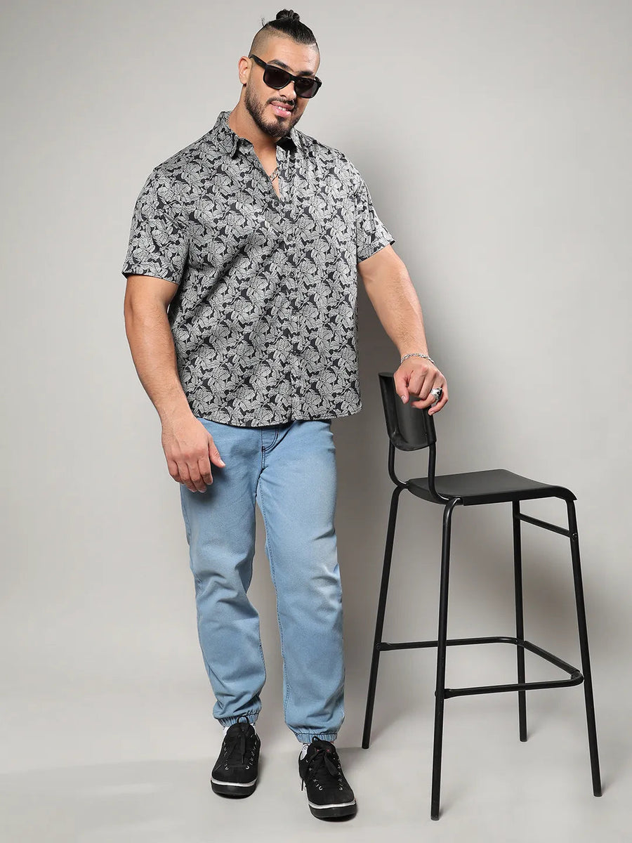 Grey Printed Casual Shirt - Shop authentic Indian Men's Fashion by Instafab Plus