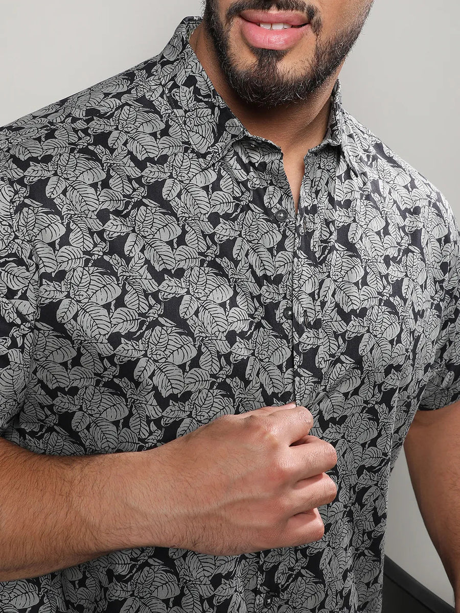Grey Printed Casual Shirt - Shop authentic Indian Men's Fashion by Instafab Plus