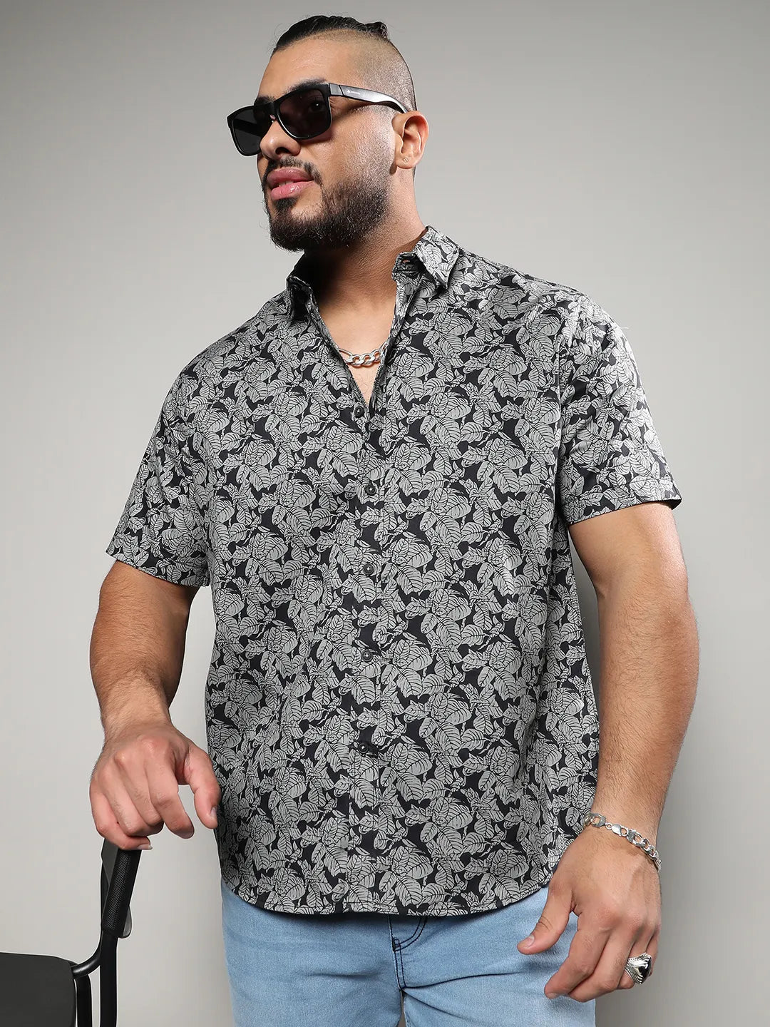 Grey Printed Casual Shirt - Shop authentic Indian Men's Fashion by Instafab Plus