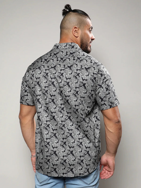 Grey Printed Casual Shirt - Shop authentic Indian Men's Fashion by Instafab Plus