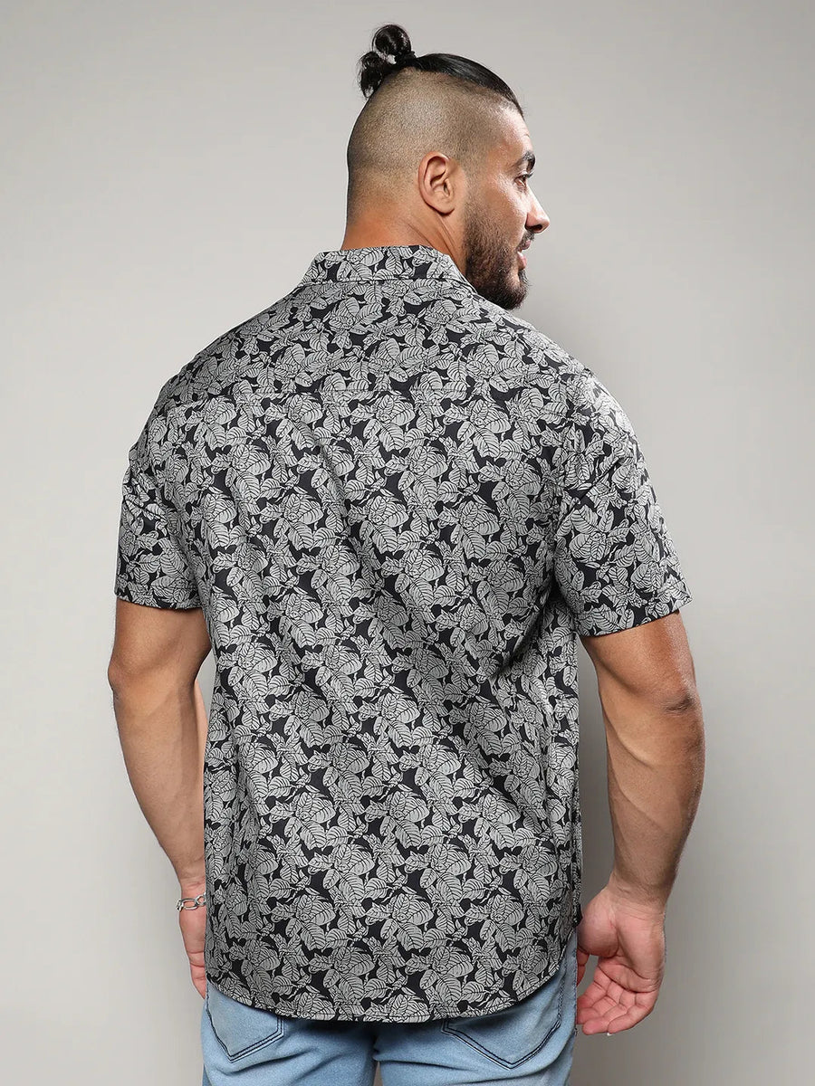 Grey Printed Casual Shirt - Shop authentic Indian Men's Fashion by Instafab Plus