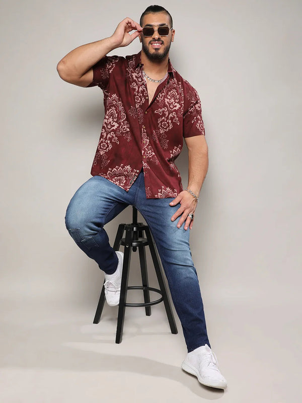 Brown Ethnic Motif Shirt - Shop authentic Indian Men's Fashion by Instafab Plus