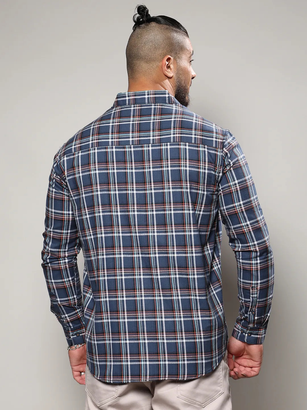 Blue Checkered Casual Shirt - Shop authentic Indian Men's Fashion by Instafab Plus