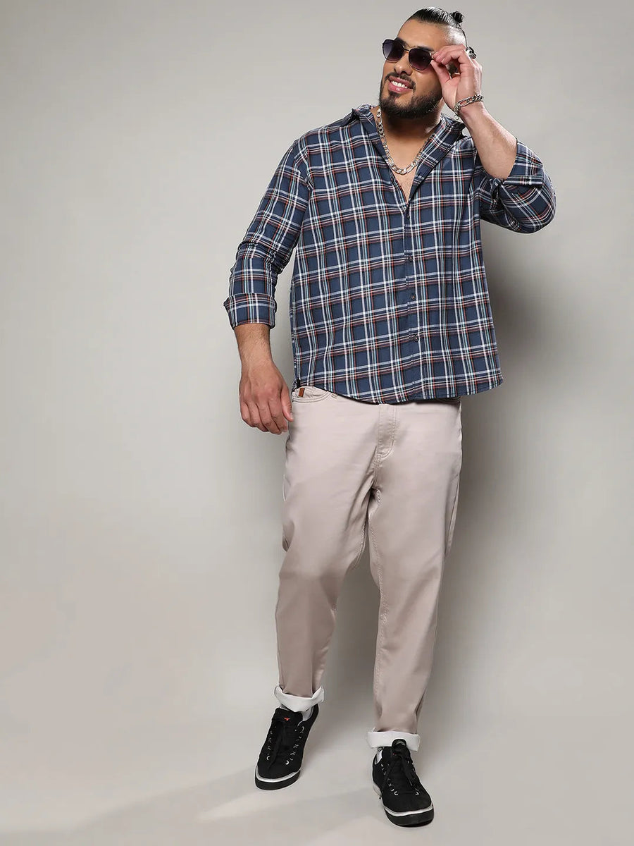 Blue Checkered Casual Shirt - Shop authentic Indian Men's Fashion by Instafab Plus