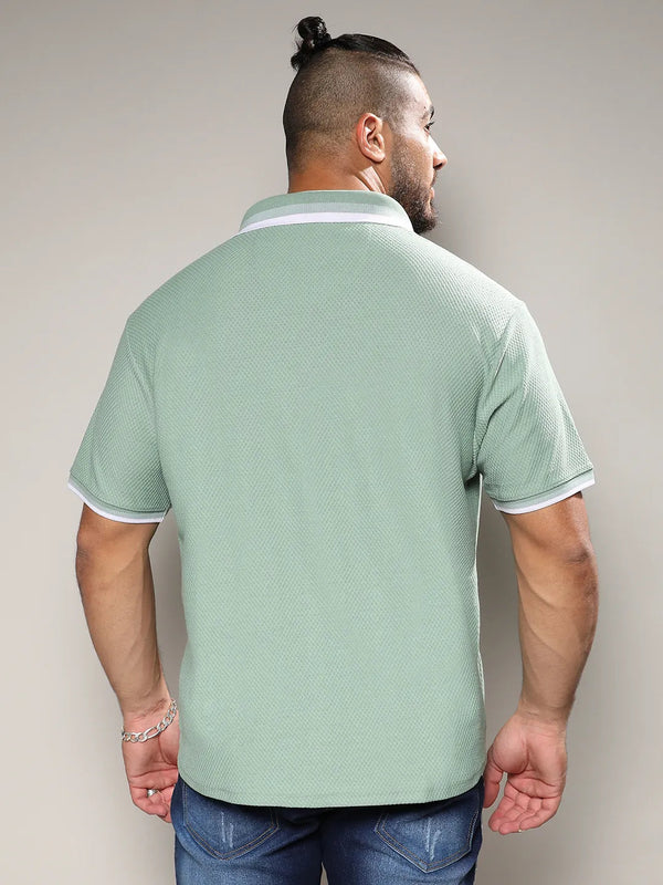 Sage Green Contrast Hem Shirt - Shop authentic Indian Men's Fashion by Instafab Plus