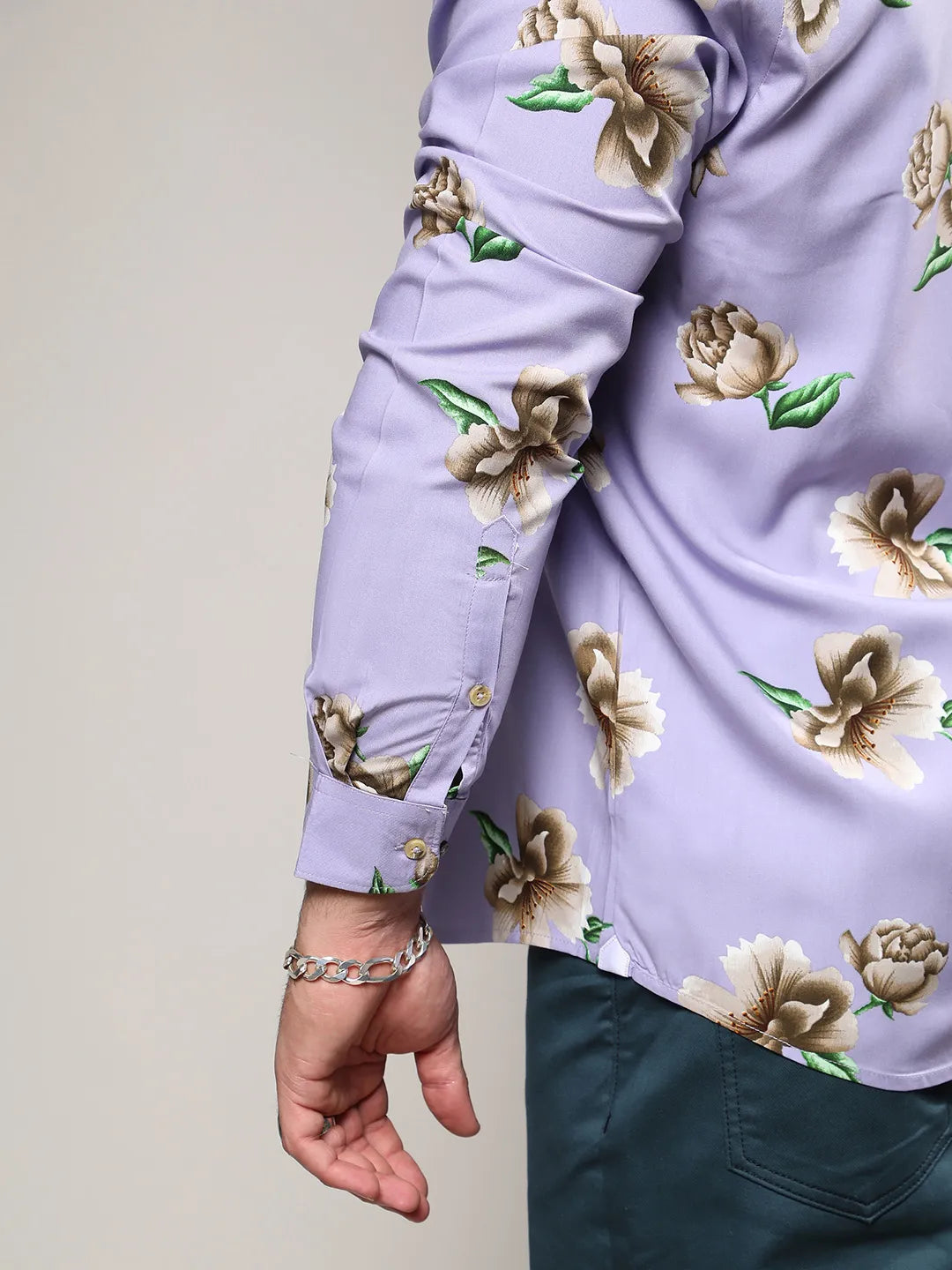 Lavender Floral Print Shirt - Shop authentic Indian Men's Fashion by Instafab Plus