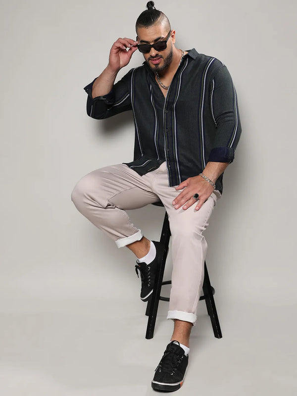 Emerald Green Striped Casual Shirt - Shop authentic Indian Men's Fashion by Instafab Plus