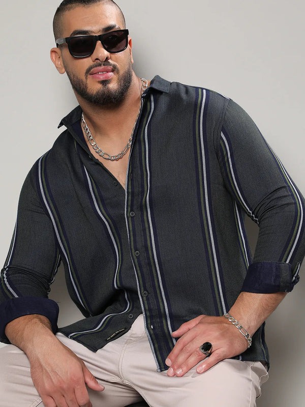 Emerald Green Striped Casual Shirt - Shop authentic Indian Men's Fashion by Instafab Plus