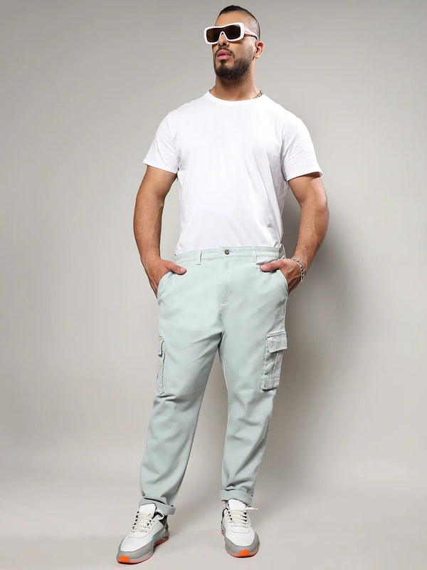 Sage Green Cargo Trousers - Shop authentic Indian Men's Fashion by Instafab Plus