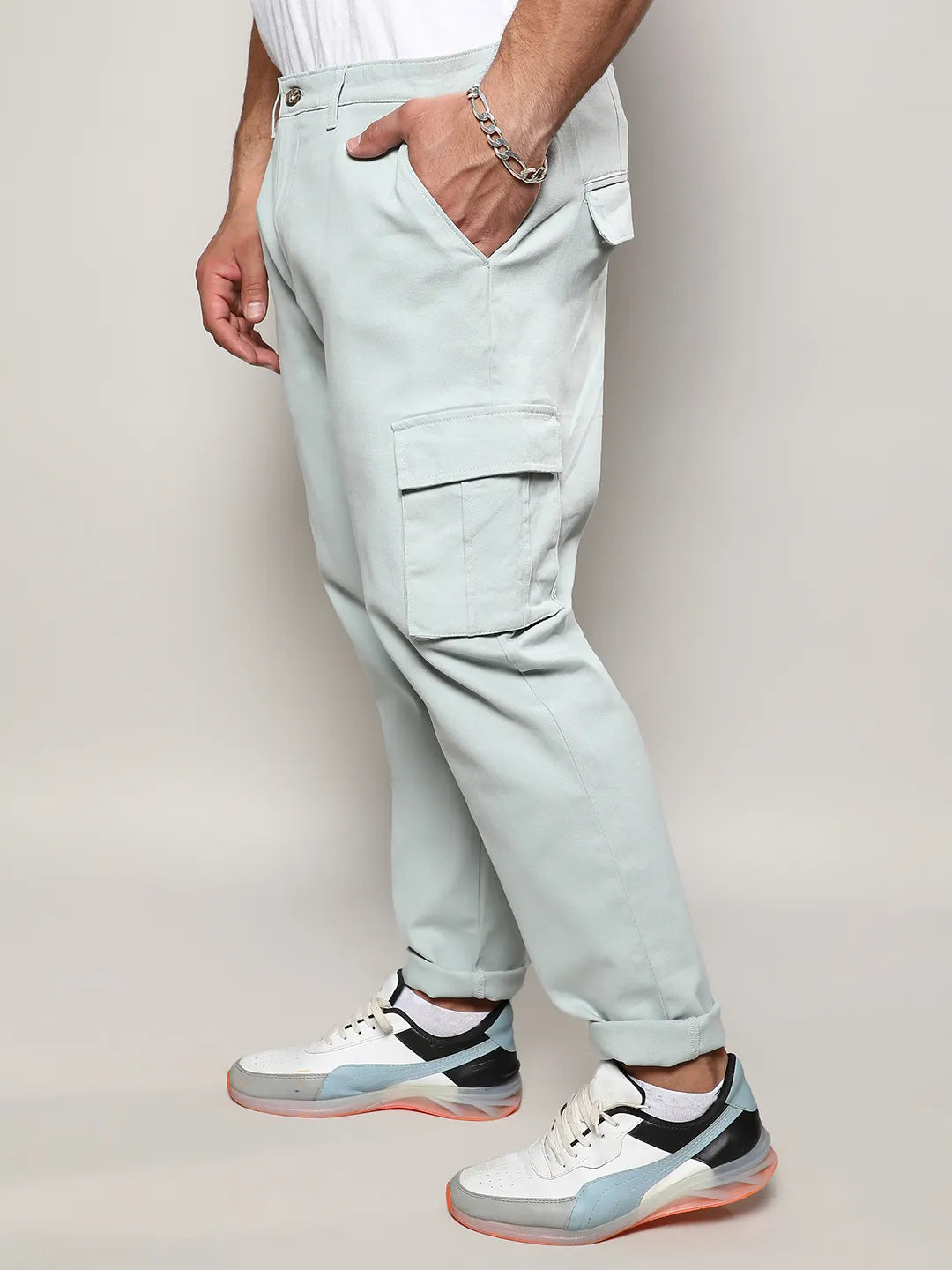 Sage Green Cargo Trousers - Shop authentic Indian Men's Fashion by Instafab Plus