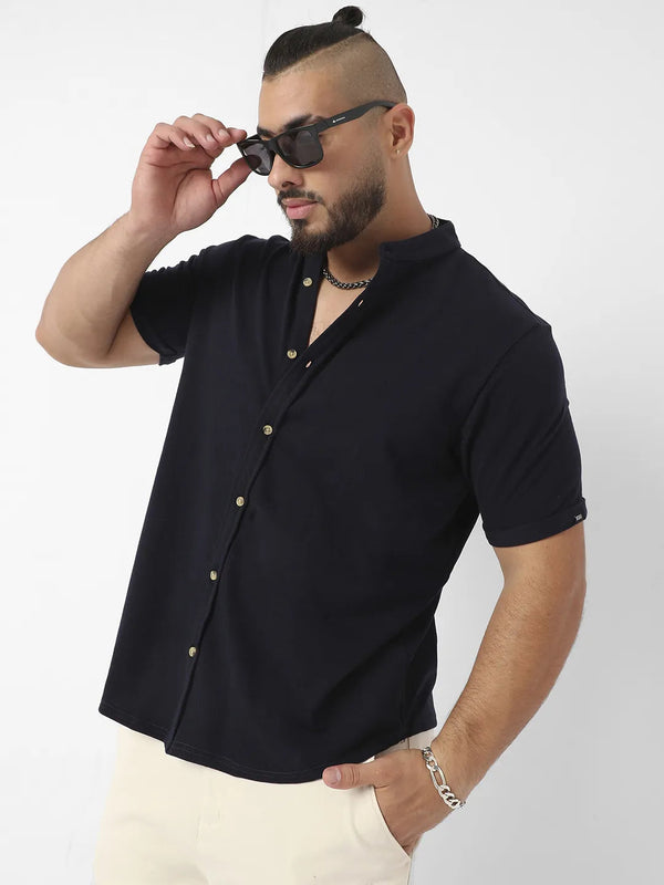 Black Solid Casual Shirt - Shop authentic Indian Men's Fashion by Instafab Plus