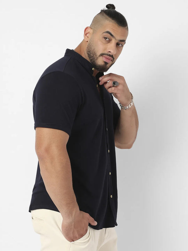 Black Solid Casual Shirt - Shop authentic Indian Men's Fashion by Instafab Plus