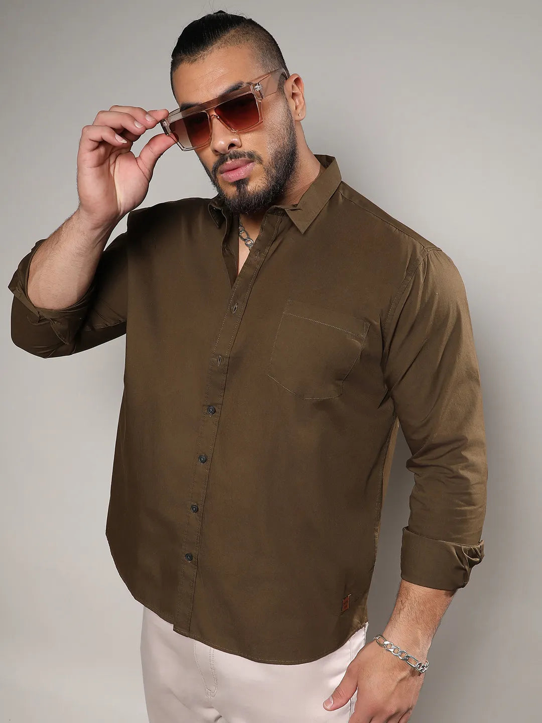 Solid Casual Shirt Instafab Plus - Shop authentic Indian Men's Fashion by Instafab Plus