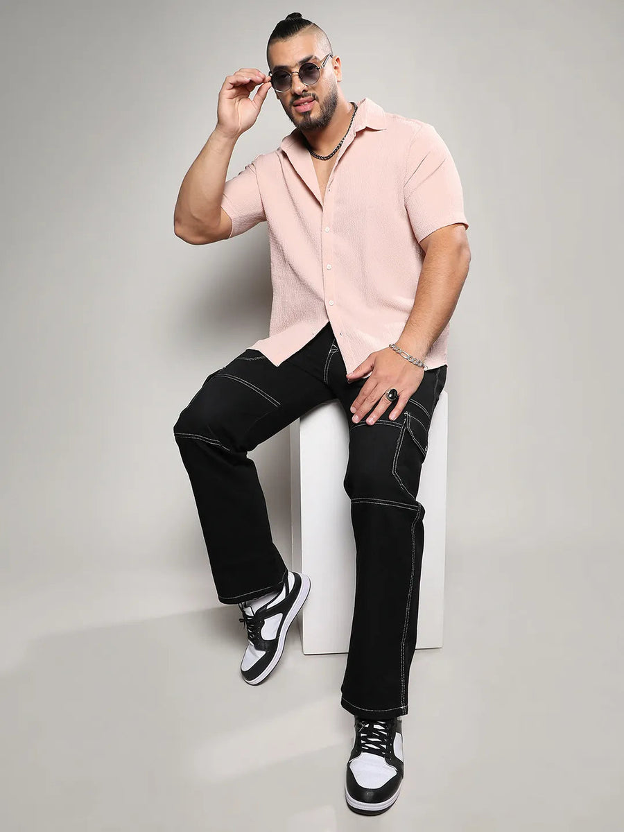 Solid Peach Casual Shirt - Shop authentic Indian Men's Fashion by Instafab Plus