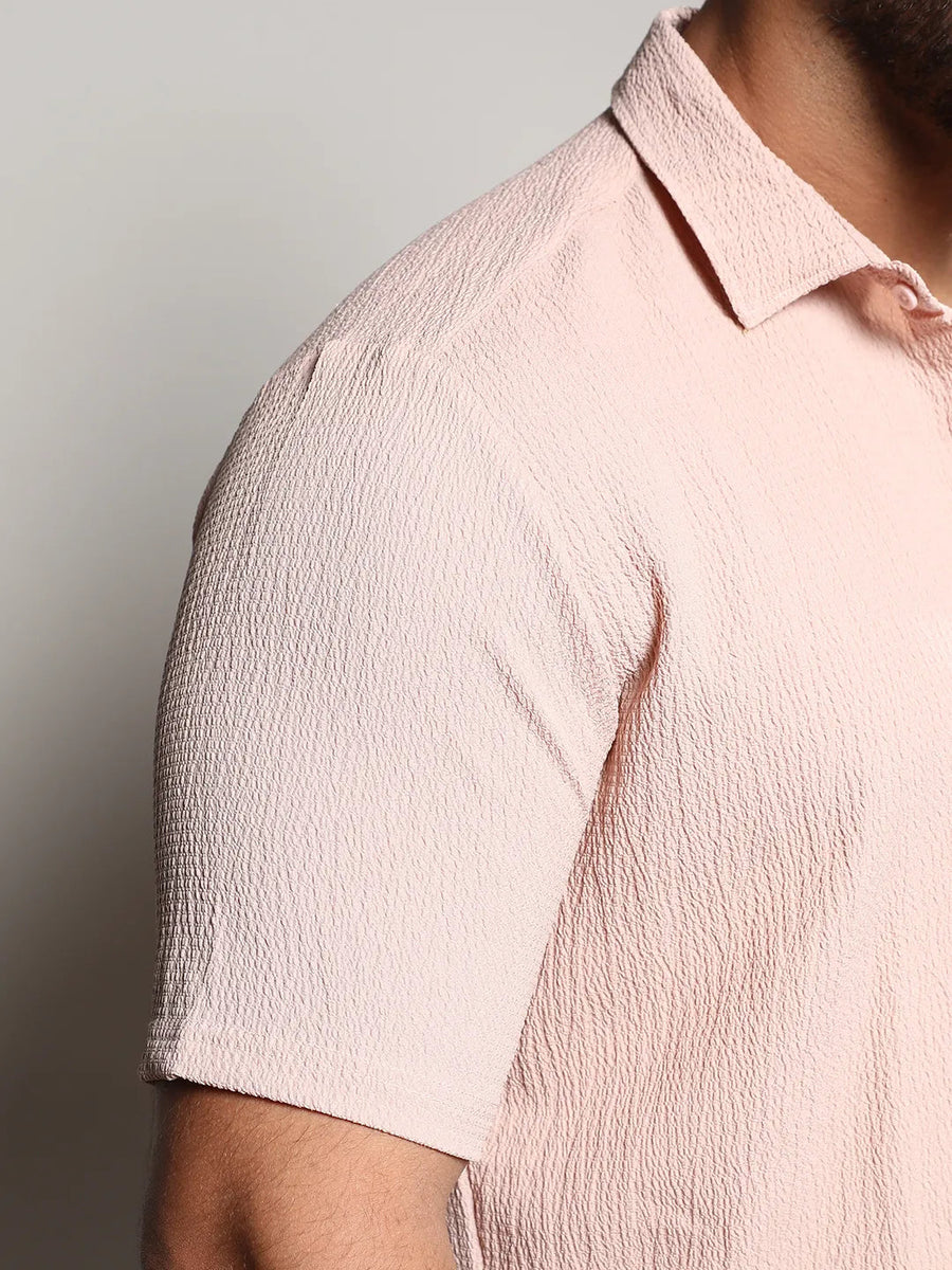 Solid Peach Casual Shirt - Shop authentic Indian Men's Fashion by Instafab Plus