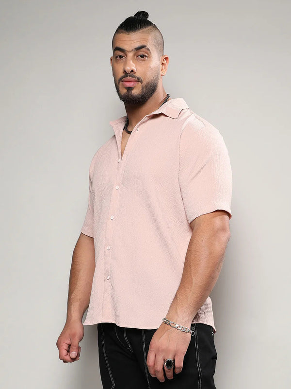Solid Peach Casual Shirt - Shop authentic Indian Men's Fashion by Instafab Plus