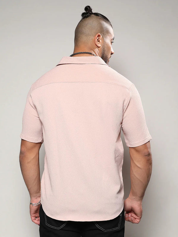 Solid Peach Casual Shirt - Shop authentic Indian Men's Fashion by Instafab Plus