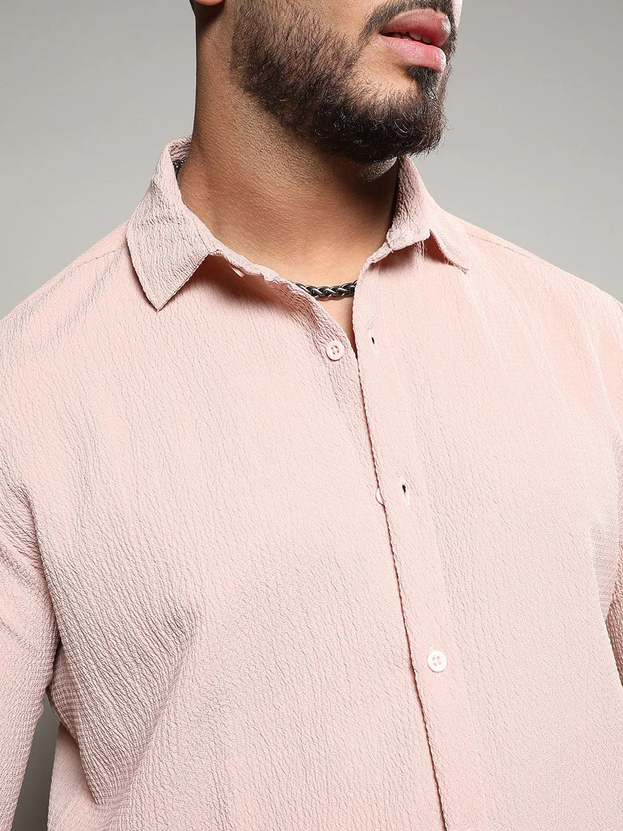 Solid Peach Casual Shirt - Shop authentic Indian Men's Fashion by Instafab Plus
