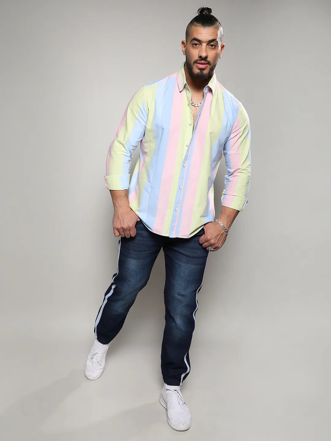 Multicolour Roman Striped Shirt - Shop authentic Indian Men's Fashion by Instafab Plus