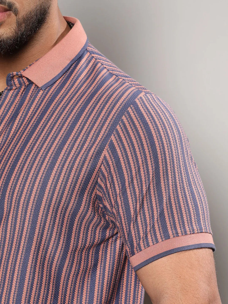 Brown & Blue Contrast Knitted Shirt - Shop authentic Indian Men's Fashion by Instafab Plus