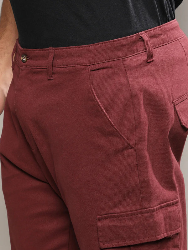 Maroon Cargo Trousers - Shop authentic Indian Men's Fashion by Instafab Plus
