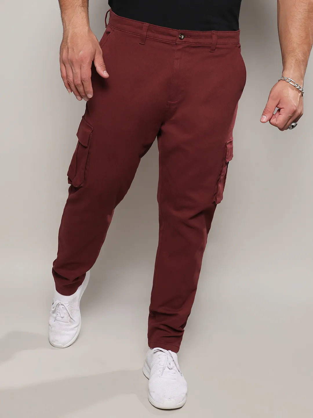 Maroon Cargo Trousers - Shop authentic Indian Men's Fashion by Instafab Plus
