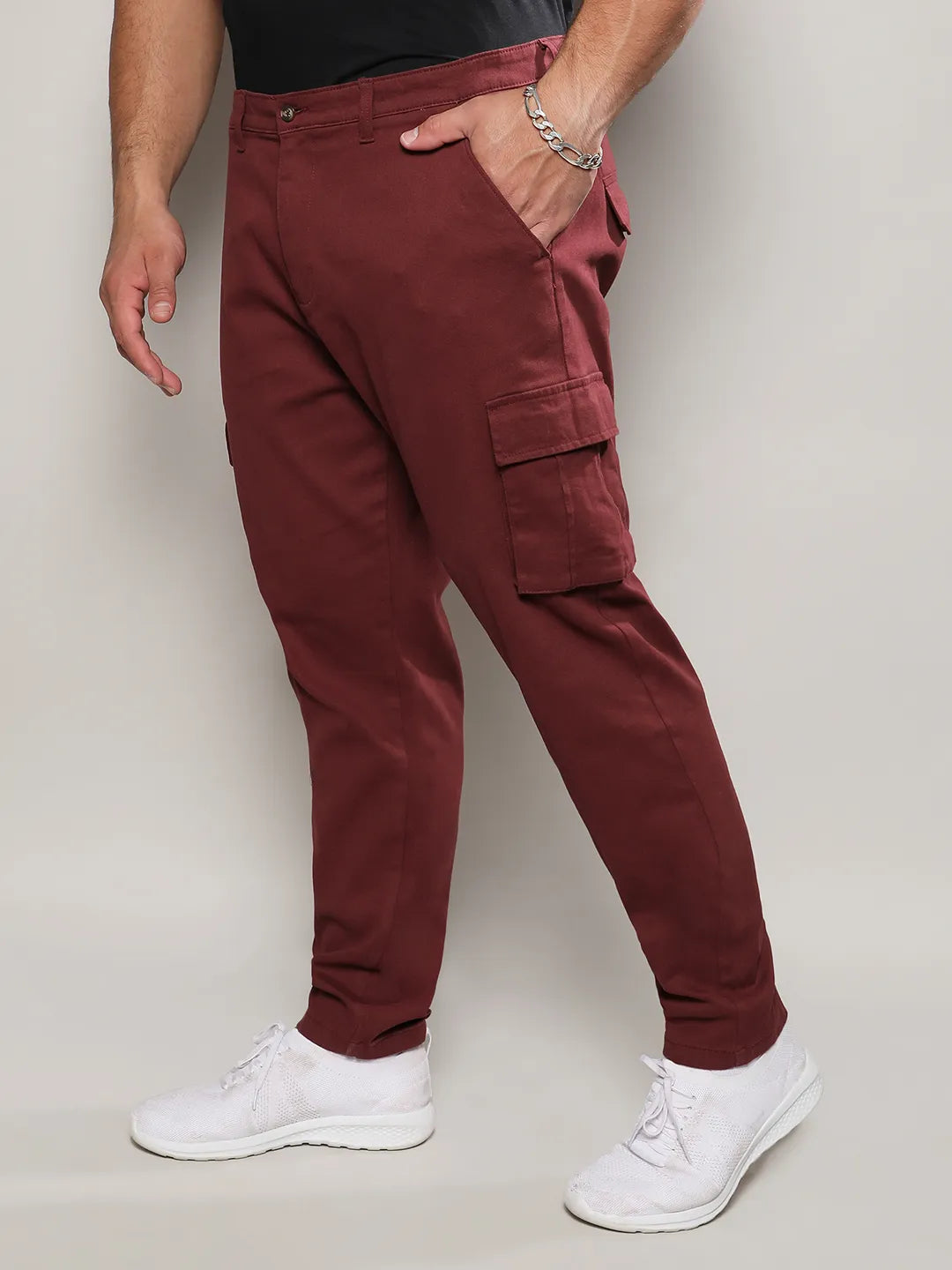 Maroon Cargo Trousers - Shop authentic Indian Men's Fashion by Instafab Plus