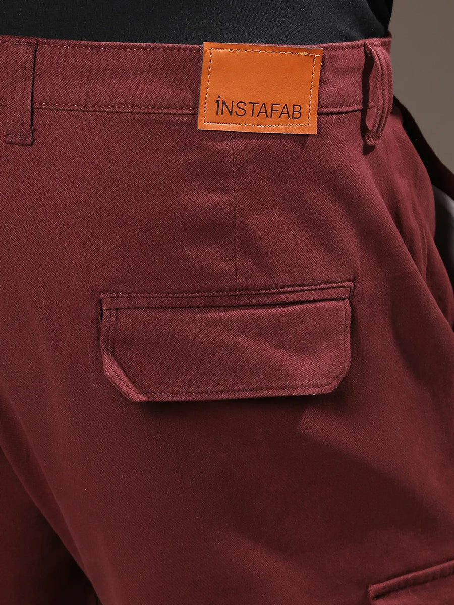 Maroon Cargo Trousers - Shop authentic Indian Men's Fashion by Instafab Plus
