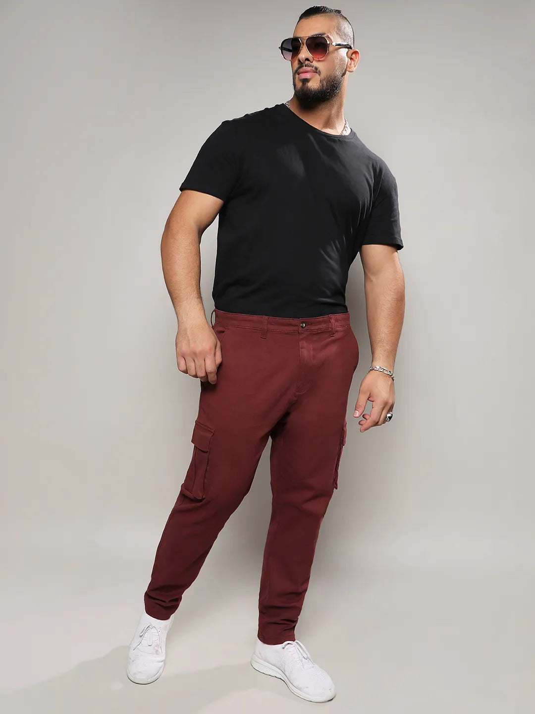 Maroon Cargo Trousers - Shop authentic Indian Men's Fashion by Instafab Plus