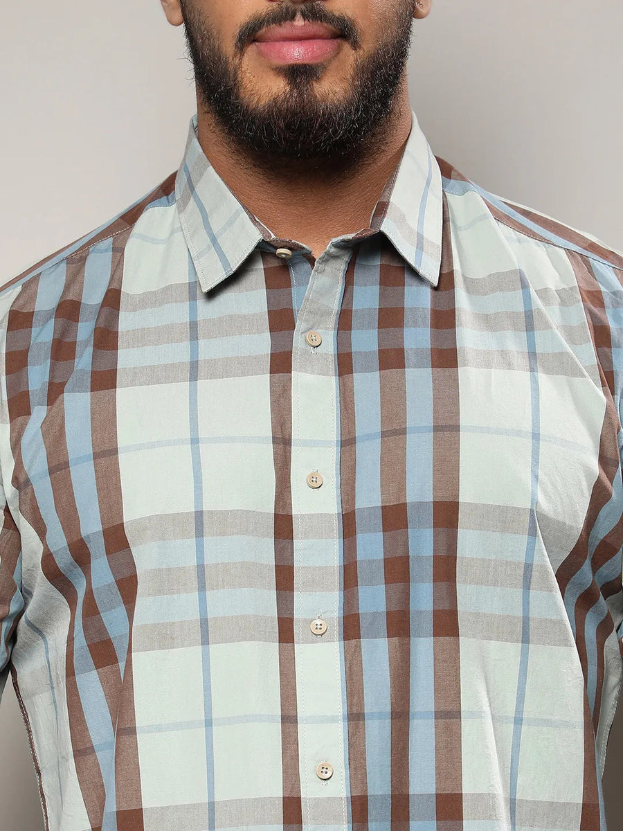 Sage Green Tartan Plaid Shirt - Shop authentic Indian Men's Fashion by Instafab Plus