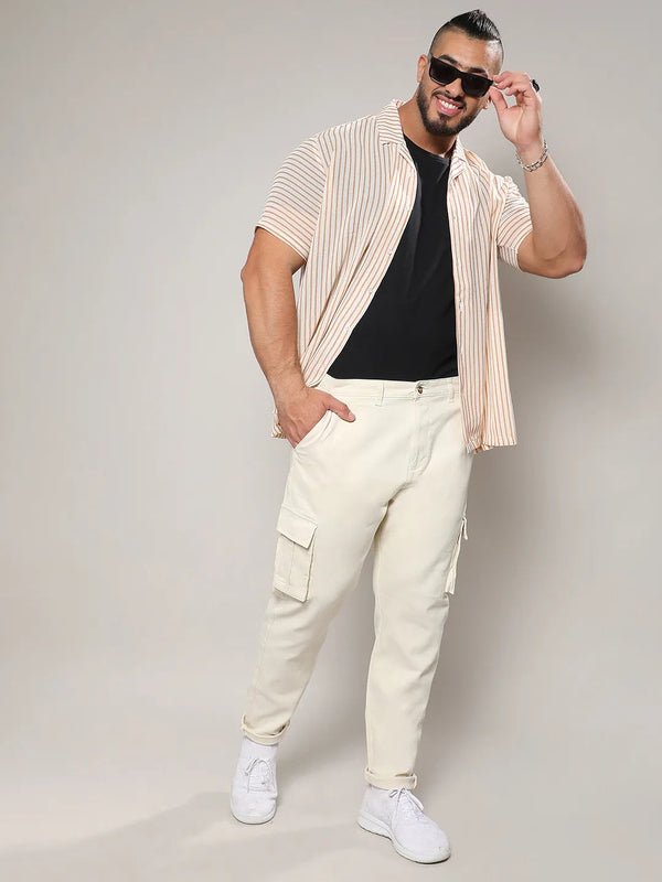 Pale Yellow Cargo Trousers - Shop authentic Indian Men's Fashion by Instafab Plus
