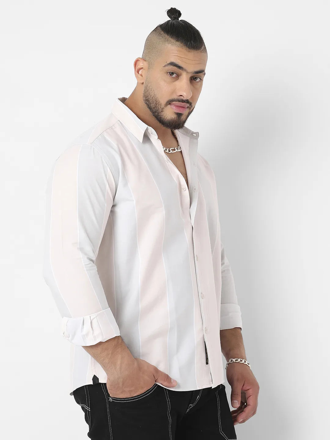 White And Blue Striped Casual Shirt - Shop authentic Indian Men's Fashion by Instafab Plus