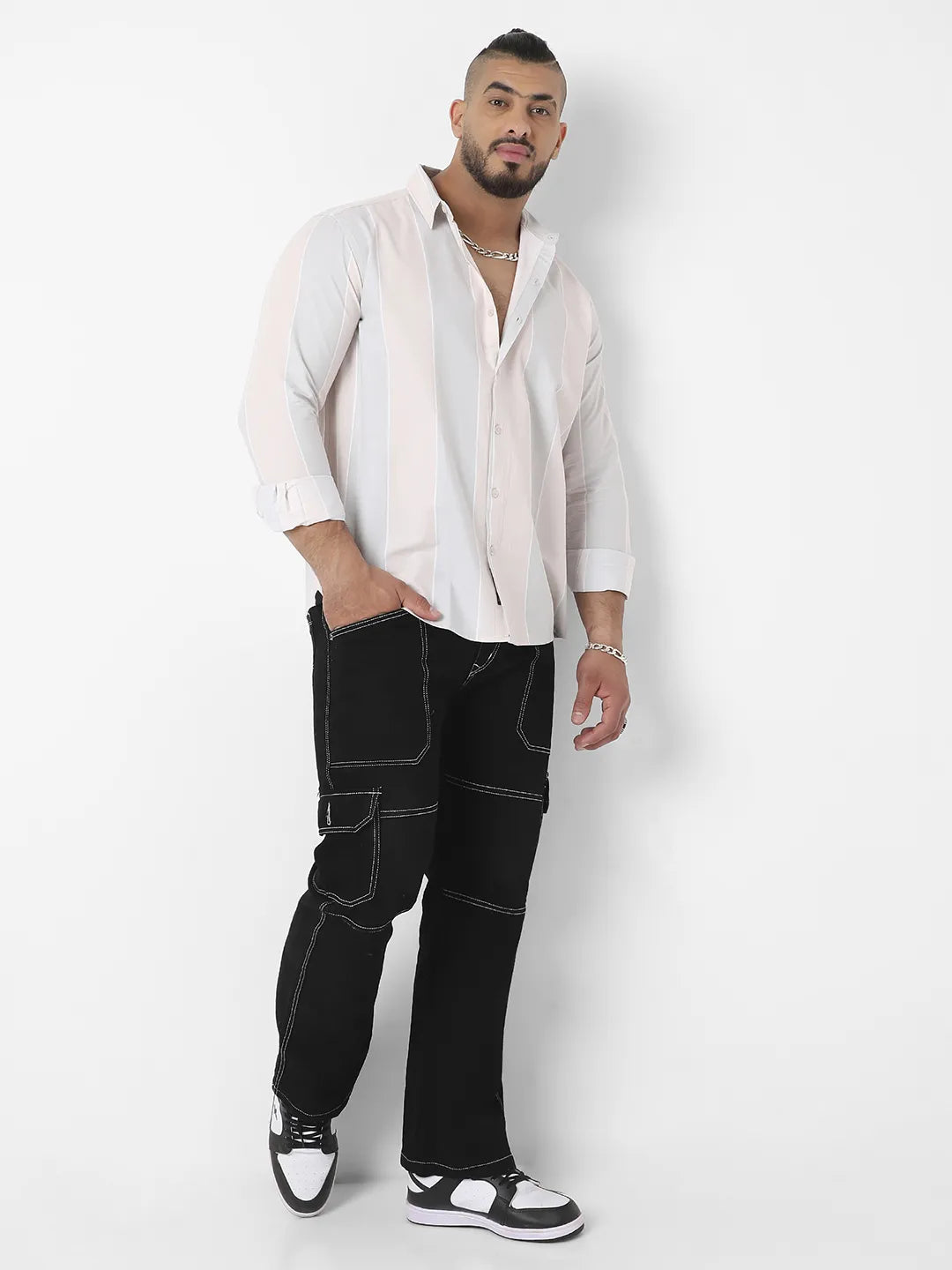 White And Blue Striped Casual Shirt - Shop authentic Indian Men's Fashion by Instafab Plus