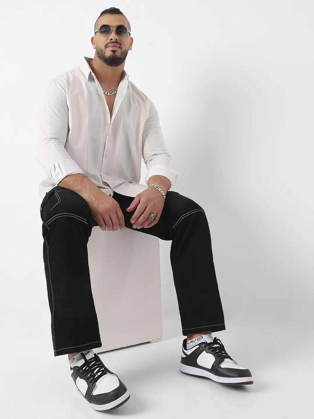 White And Blue Striped Casual Shirt - Shop authentic Indian Men's Fashion by Instafab Plus