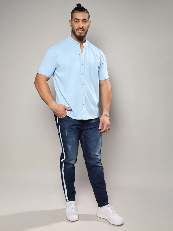 Solid Light Blue Casual Shirt - Shop authentic Indian Men's Fashion by Instafab Plus