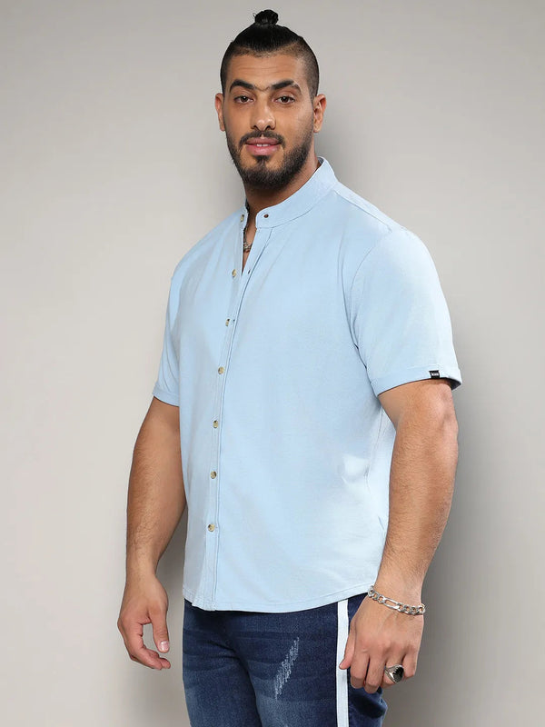 Solid Light Blue Casual Shirt - Shop authentic Indian Men's Fashion by Instafab Plus