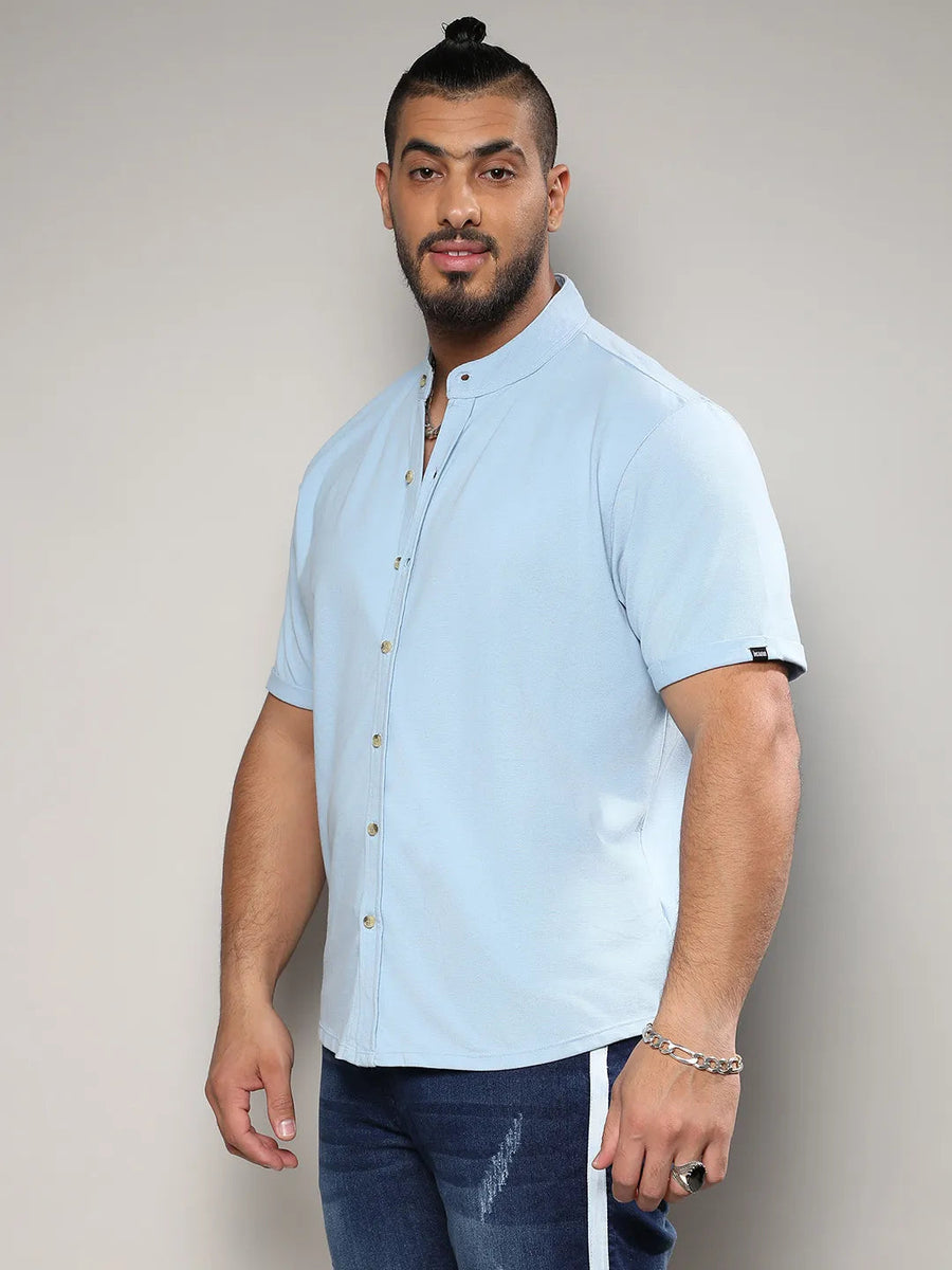 Solid Light Blue Casual Shirt - Shop authentic Indian Men's Fashion by Instafab Plus