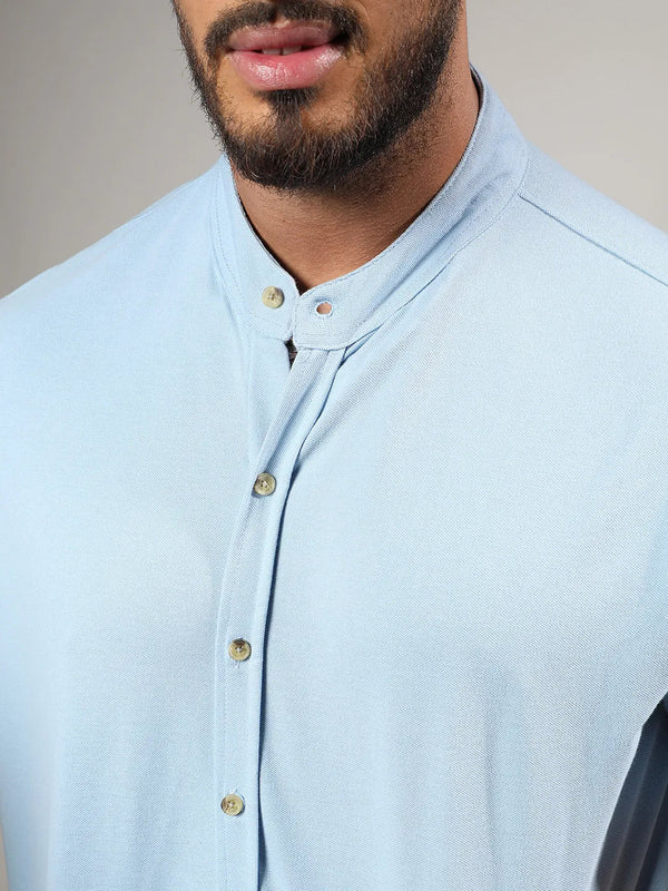 Solid Light Blue Casual Shirt - Shop authentic Indian Men's Fashion by Instafab Plus