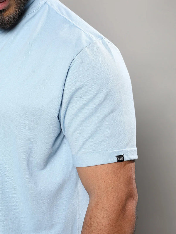 Solid Light Blue Casual Shirt - Shop authentic Indian Men's Fashion by Instafab Plus