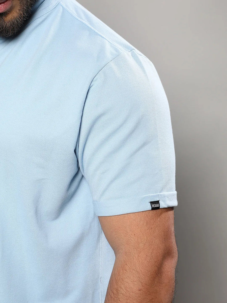 Solid Light Blue Casual Shirt - Shop authentic Indian Men's Fashion by Instafab Plus